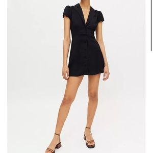 UO Urban Outfitters Betty collared black button up mini dress XS (see text)